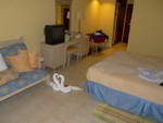 Hotel Iberostar Hacienda Dominicus am Strand von Bayahibe unser Schlafzimmer.